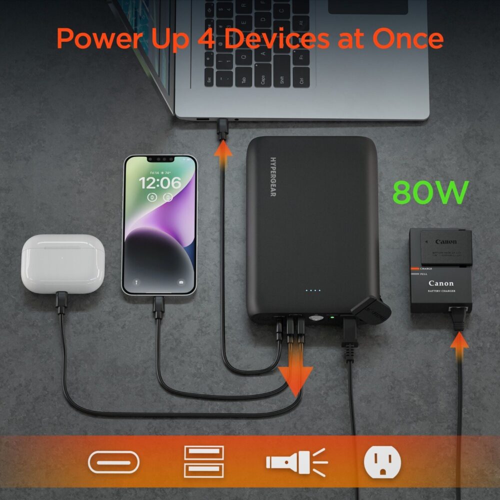 Cargador Portátil 24000mAh y 65W con tomacorriente AC - HYPERGEAR - Imagen 2