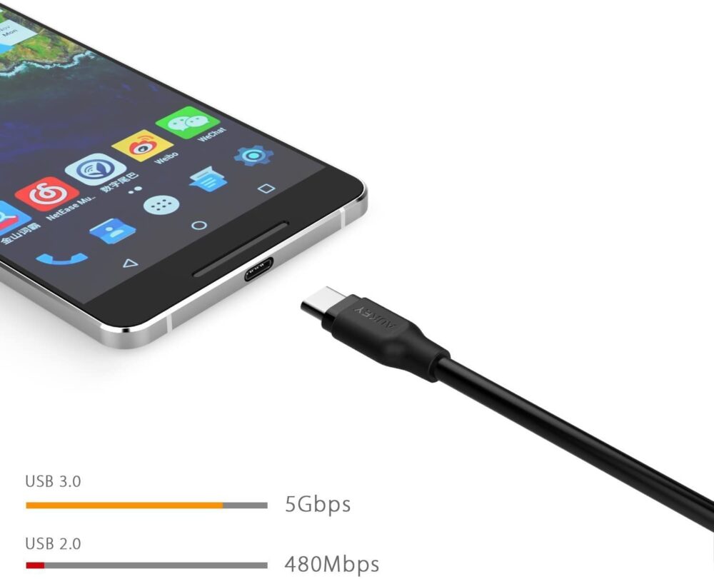 Cable de 1 metro PVC USB-C a USB-A - AUKEY - Imagen 5