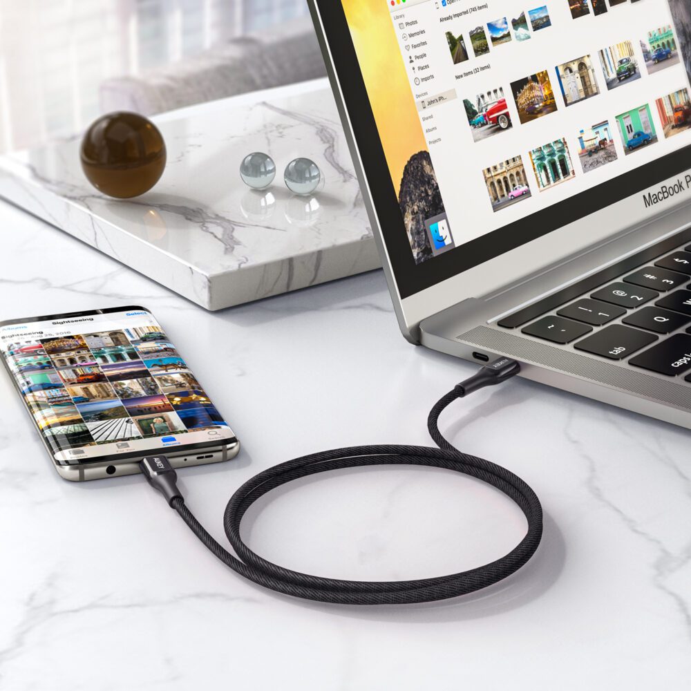 Cable de 1.2 metros trenzado USB-C a USB-C - AUKEY - Imagen 4