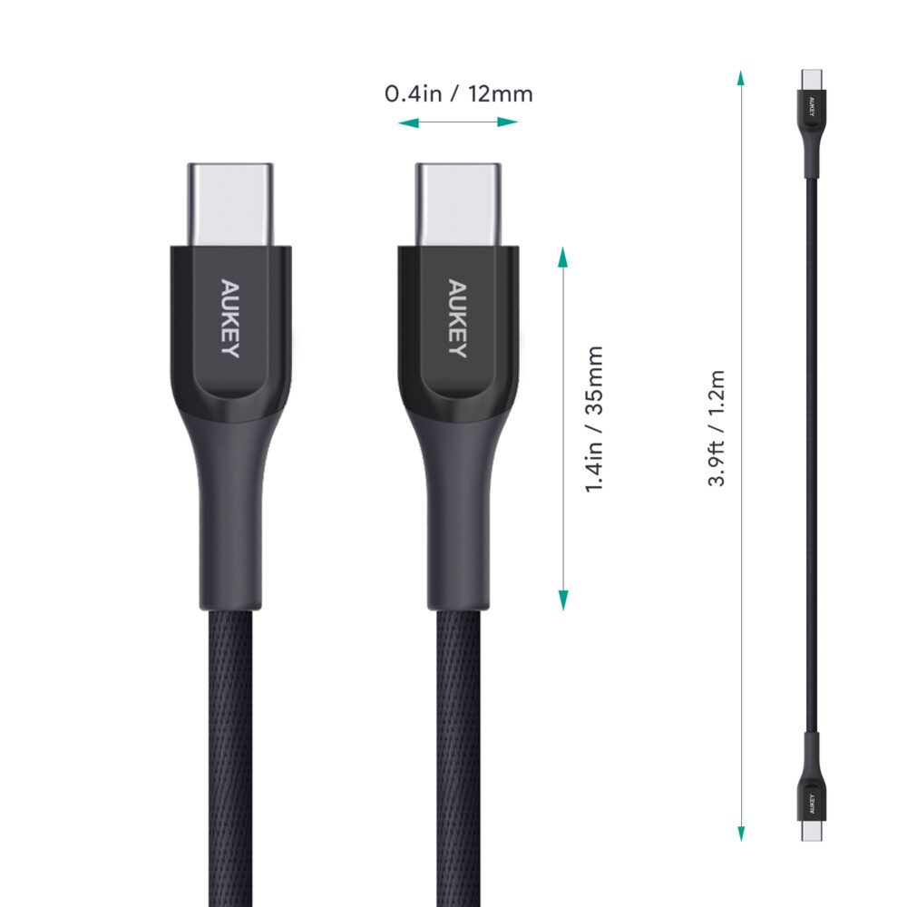 Cable de 1.2 metros trenzado USB-C a USB-C - AUKEY - Imagen 6