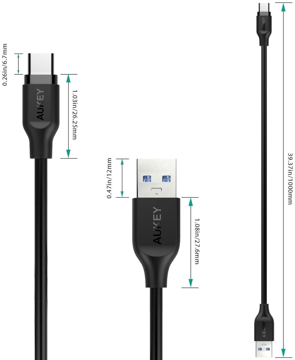 Cable de 1 metro PVC USB-C a USB-A - AUKEY - Imagen 7