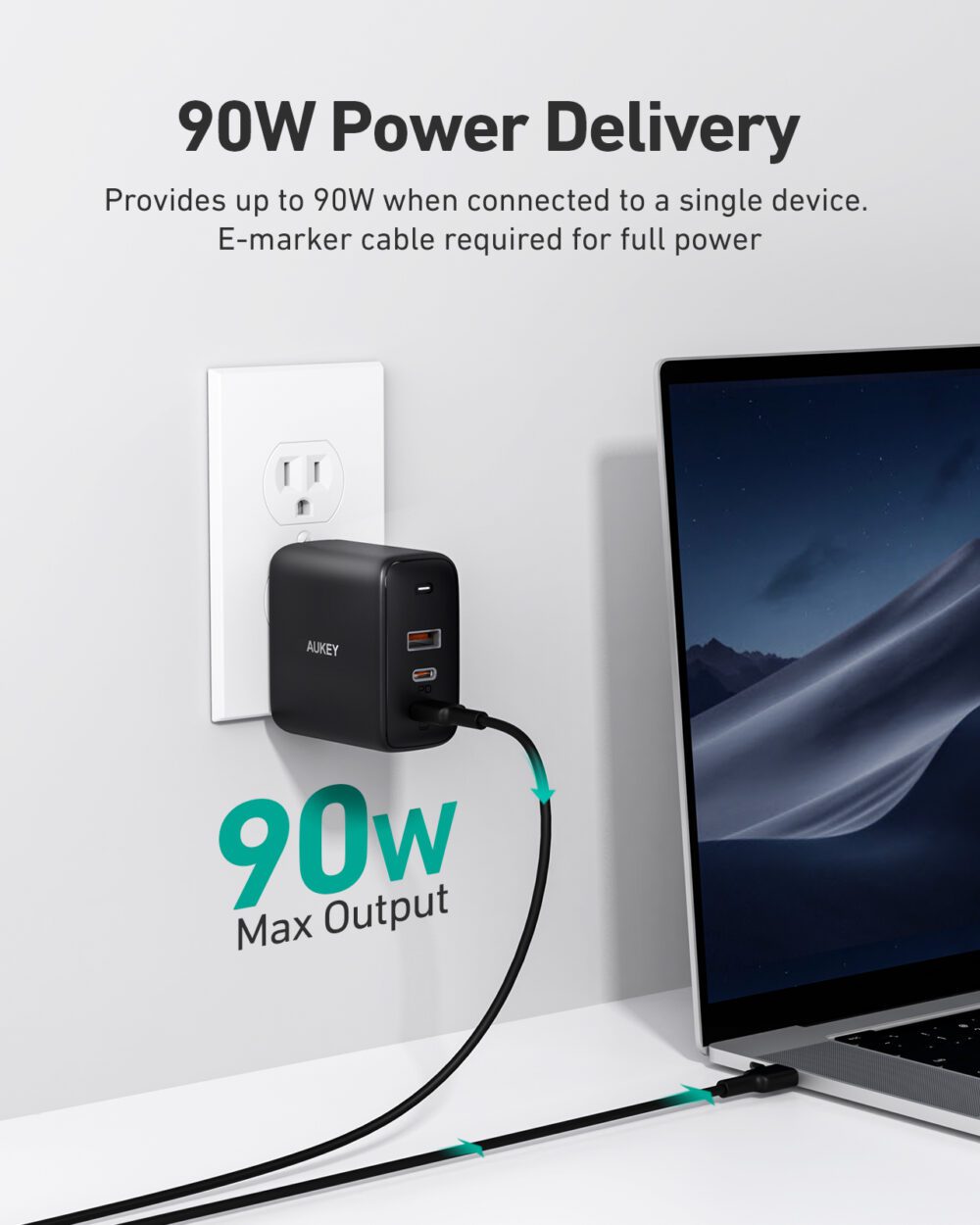 Cargador de pared triple de 90W - AUKEY - Imagen 6
